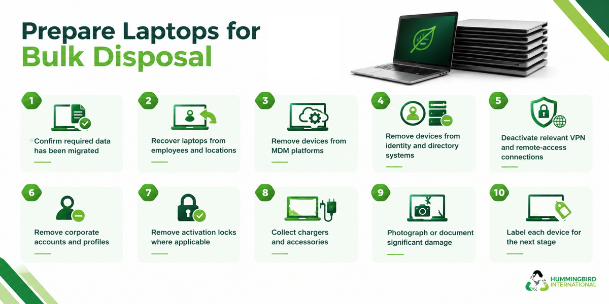 Prepare Laptops for Bulk Disposal Prepare Laptops for Bulk Disposal