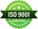 ISO 9001 Certified green badge with stars
