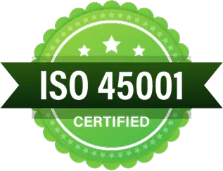 ISO 45001 certified health and safety management system logo
