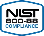 NIST 800-88 Compliance blue and white logo